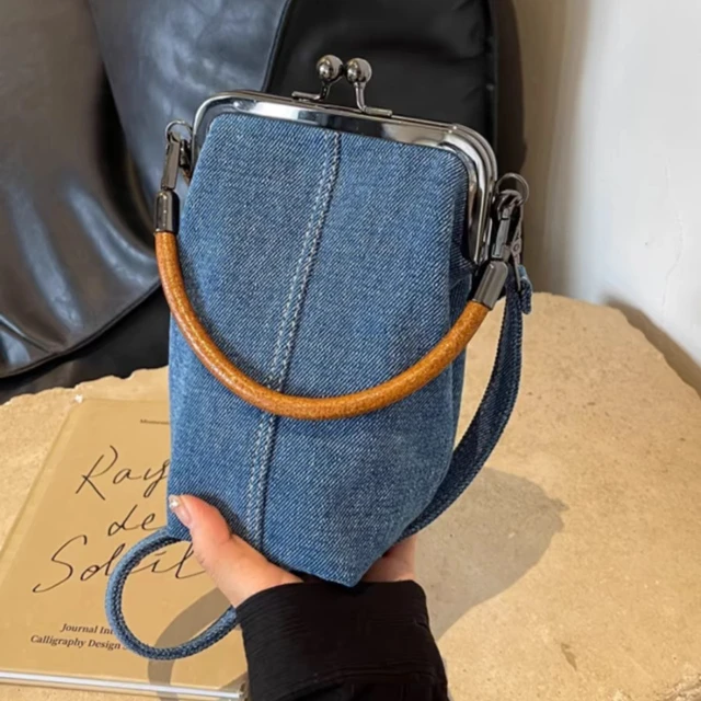 Unikalna konstrukcja damska torba na ramię Denim małe torebki dżinsy damskie torby kurierskie telefony torby na ramię Bolsa niebieski bao