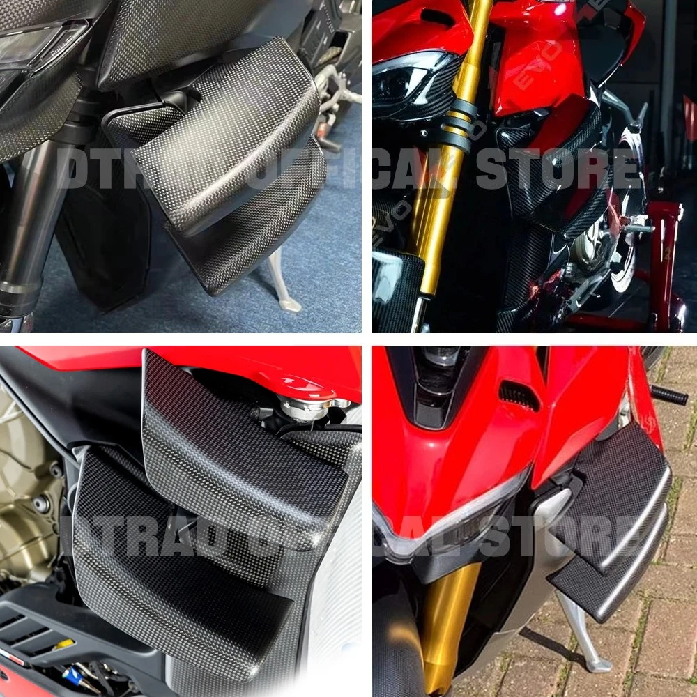For DUCATI Streetfighter V4 V4S V2 2020-2024 100% Carbon Fiber Upper & Lower Winglets Fins Fixed Side Wings Fairings Twill Gloss