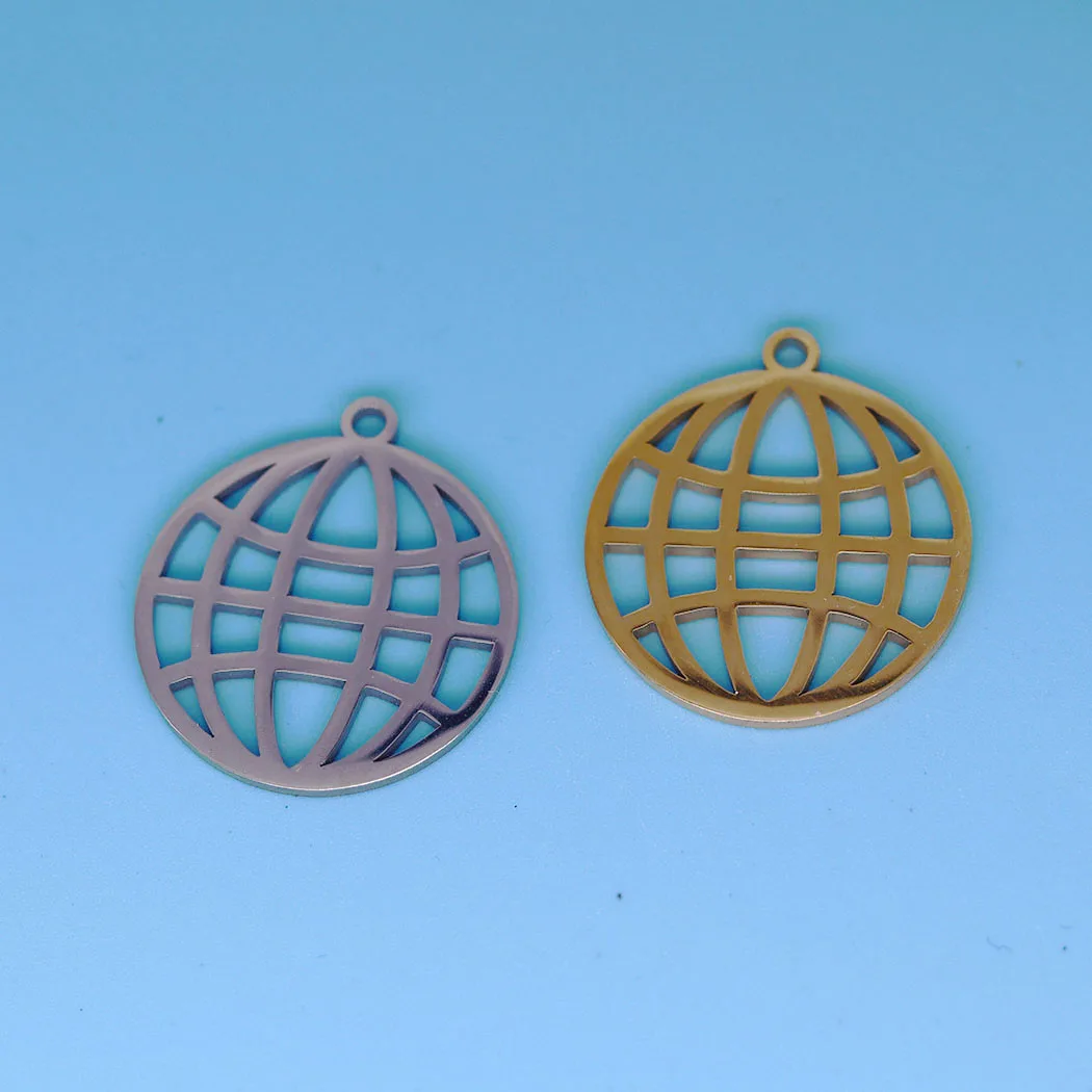 3pcs Laser Cut Sphere World Round Earth Elegant Charm Pendant for Jewelry Making Fit DIY Handmade Crafts Supplier