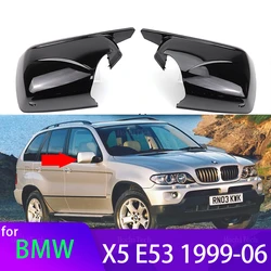 2024 New M Look Mirror Covers for BMW X5 E53 1999-2006 Replacement RearView Mirror Case Cover Bright Black with Tool