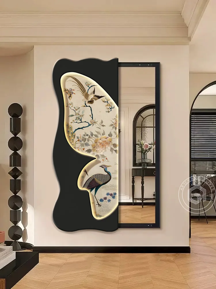 

Butterfly movable invisible full body mirror decoration push-pull entrance dressing mirror hanging painting