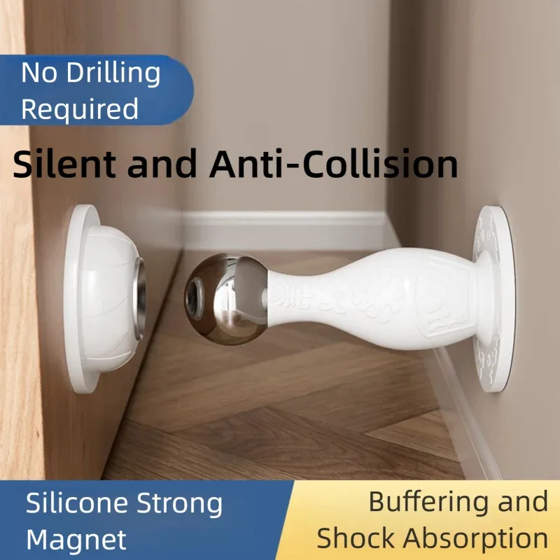Magnetyczny ogranicznik do drzwi, bez wiercenia, stoper do drzwi, uchwyt do drzwi, silikonowy ogranicznik z przyssawką, antykolizyjny, wiatroodporny, wyposażenie domowe.