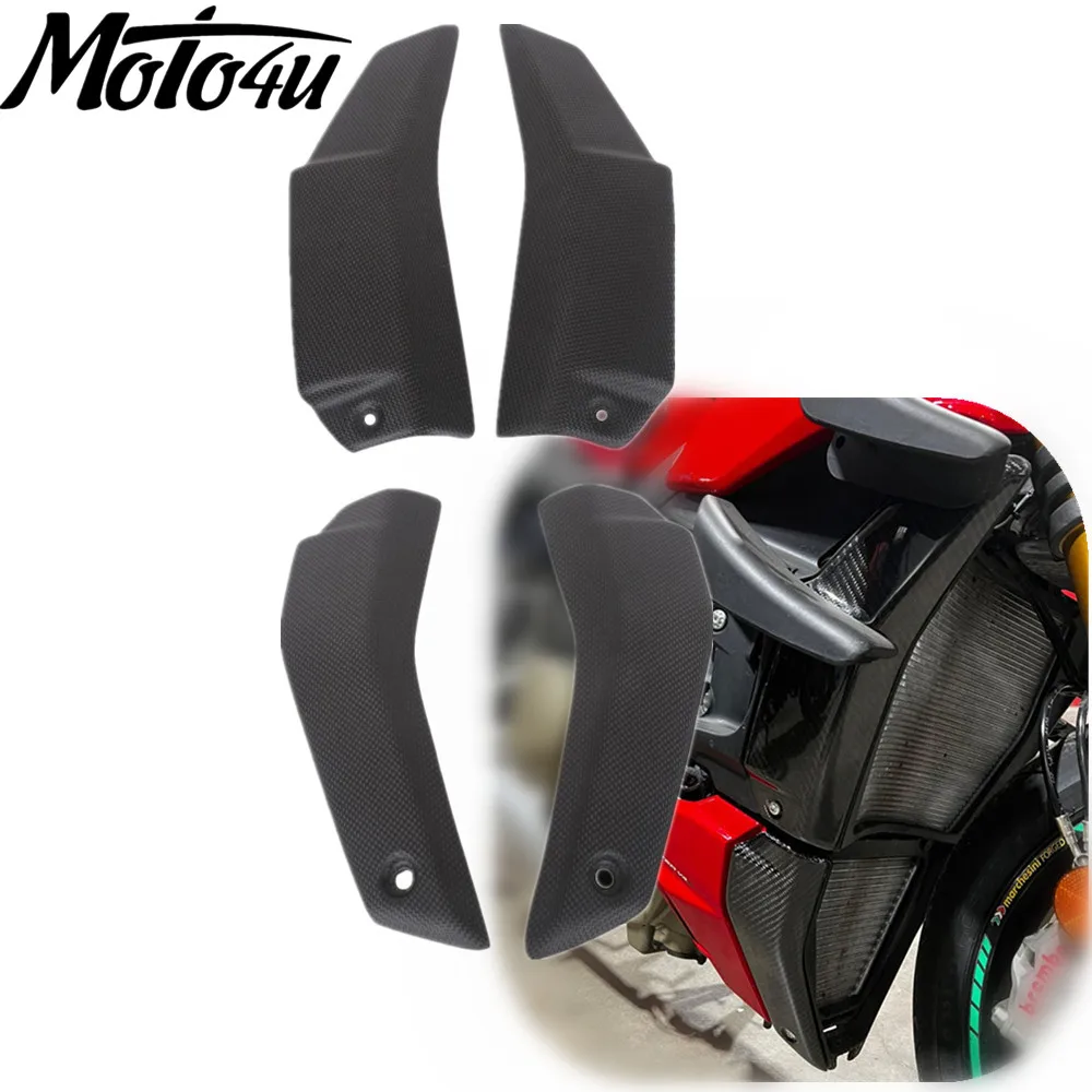 

Carbon Fiber Oil Cooler Cover Water Cooler Cover Upper Lower Radiator Guards For Ducati Streetfighter V4 V4S 2020 2021 2022