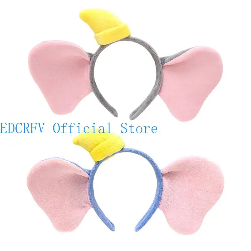 

652F Cartoon Animal Headbands Elephant Ears Hair Hoop Plush Animal Ears Hairband for Washing Face Makeup Hair Accessories