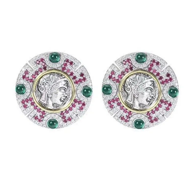 

ZOCA 925, серебряная древняя монета, кулон, украшение, модные серьги для женщин, винтажные массивные серьги для девочек