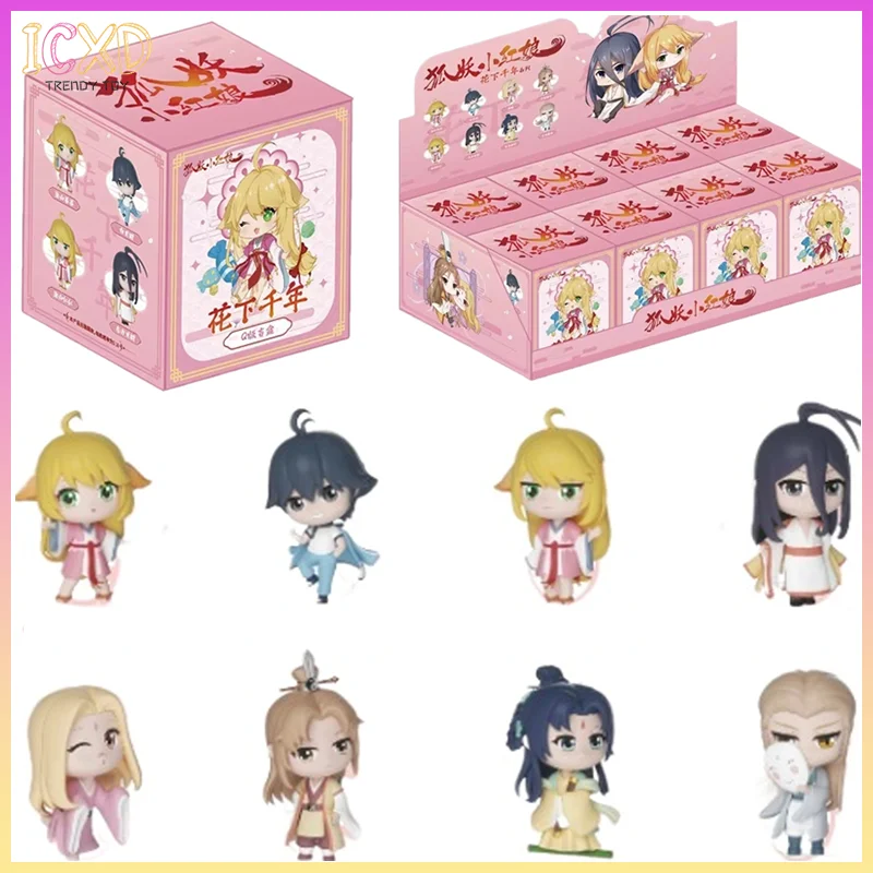 

Аутентичная лиса, дух, спецназ, слепая коробка, игрушки, цветок под тысяча лет, серия Q-версия, фигурка, модель, украшение для рабочего стола