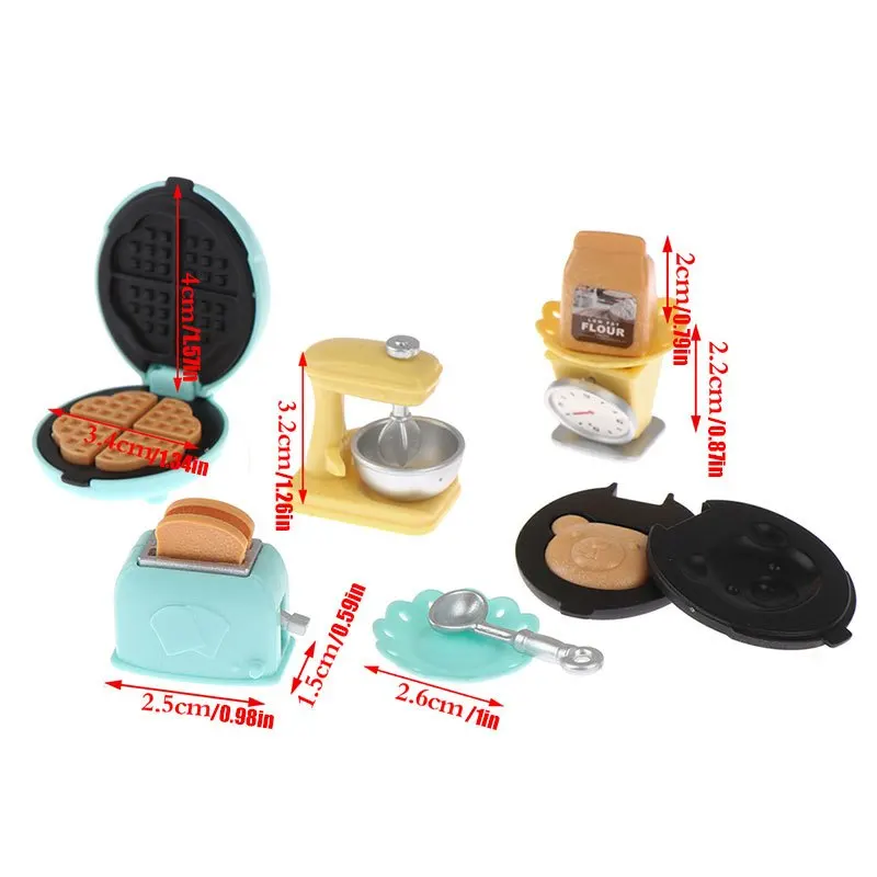 1:12 Dollhouse Mini Bread Machine Toaster Whisk Weigh Plate Food Kitchen Knife Trash Can Dining Car Kitchen Set