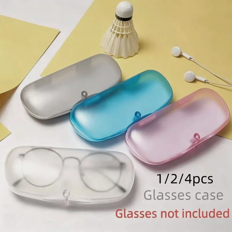1/2/4 PCS Plastic Eyeglass Cases, Fresh, Simple and Stylish Eyewear Storage Boxes with Cleaning Cloth Pad