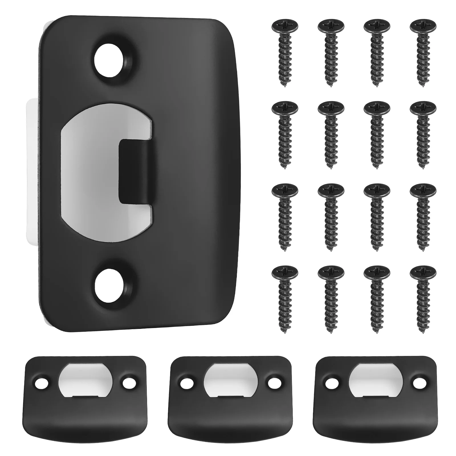 4 Pcs Door Lock Guide Kick Plate Knob Latch Black Handles Exterior Doors Plates Stainless Steel Interior