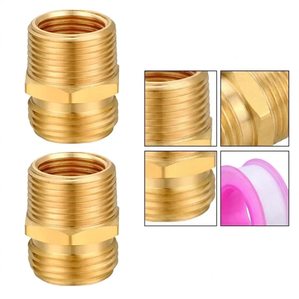 Brass 3/4 Inch GHT-Male To 1/2 Inch NPT Male Hose Adapter Connector Leak-Proof Garden Watering Fitting For Plumbing Irrigation