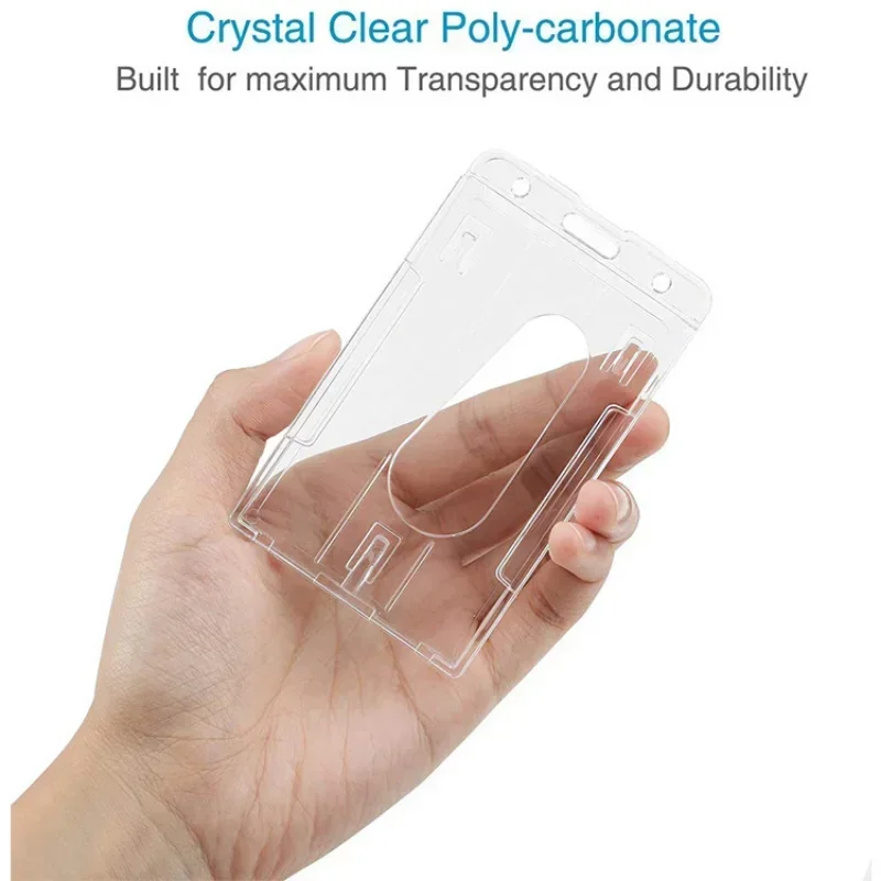 Transparent Double Cards Slots ID Tag Badge Holder with Badge Reel 2 Cards Storage Organizer Employee Pass Work Card Case Sleeve image 5
