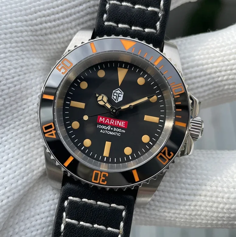 STEELFLY Men Automatic Watch 41mm Mechanical Wristwatch Diver 20Bar Waterproof C3 Luminous Sapphire Mirror NH35 Ceramic Bezel