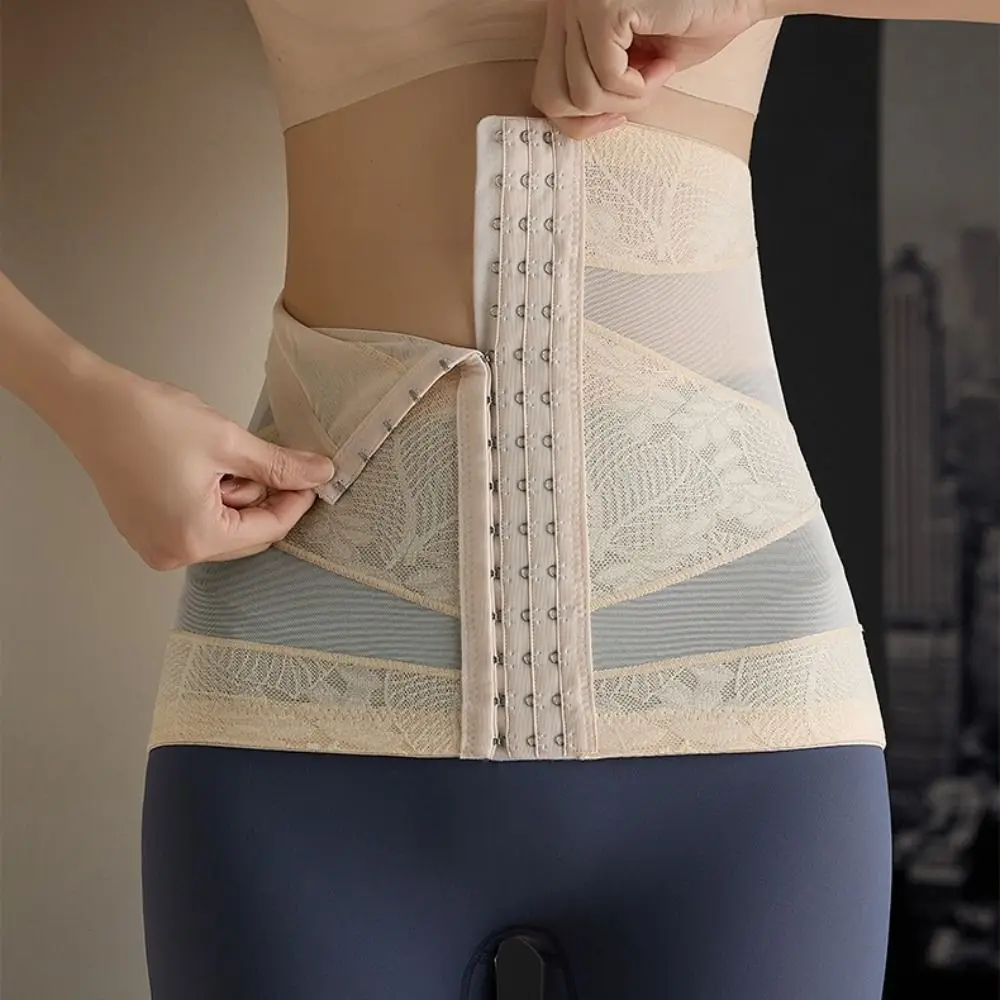 

High Elastic Postpartum Tummy Control Shapewear Lace Buckle Closure Waist Trainer Adjustable Slimming Girdle Body Shaper Female