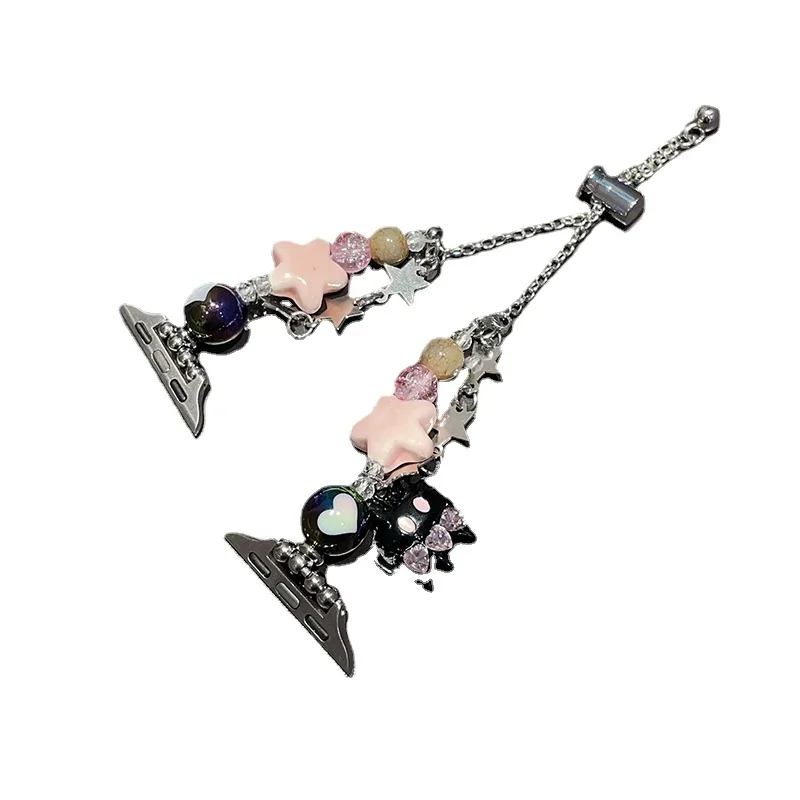 Apple Watch用メタルチェーンストラップ,キュートなスターブレスレット,iwatchシリーズ9,8,7,se,6,5,4,3,40,42mm 38mm、44、45、ウルトラ49mm