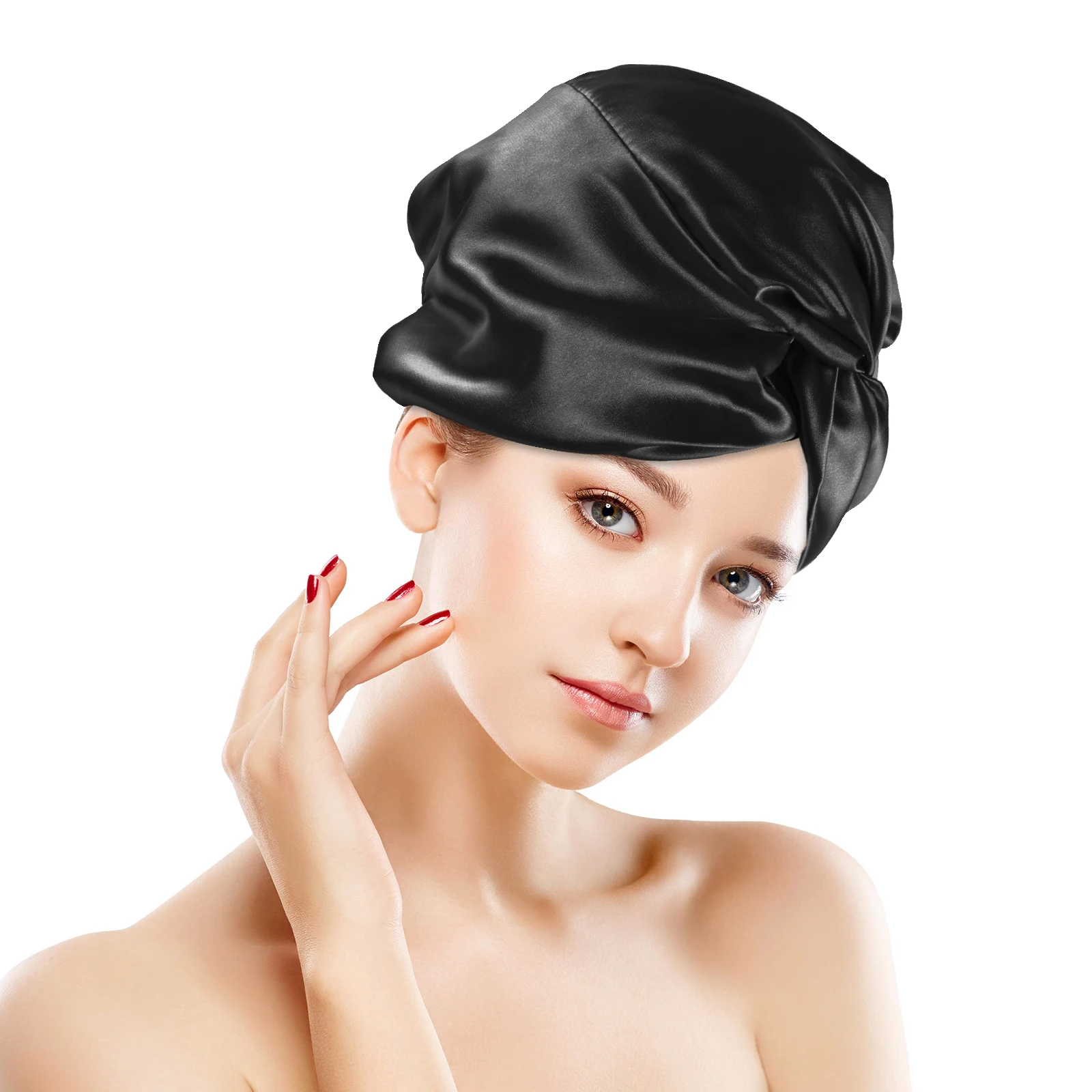 

Imitation Silk Bath Hats Women Hair Bonnet Shower Caps Sleeping Hat Comfortable Elastic Fits Most Protects Hair