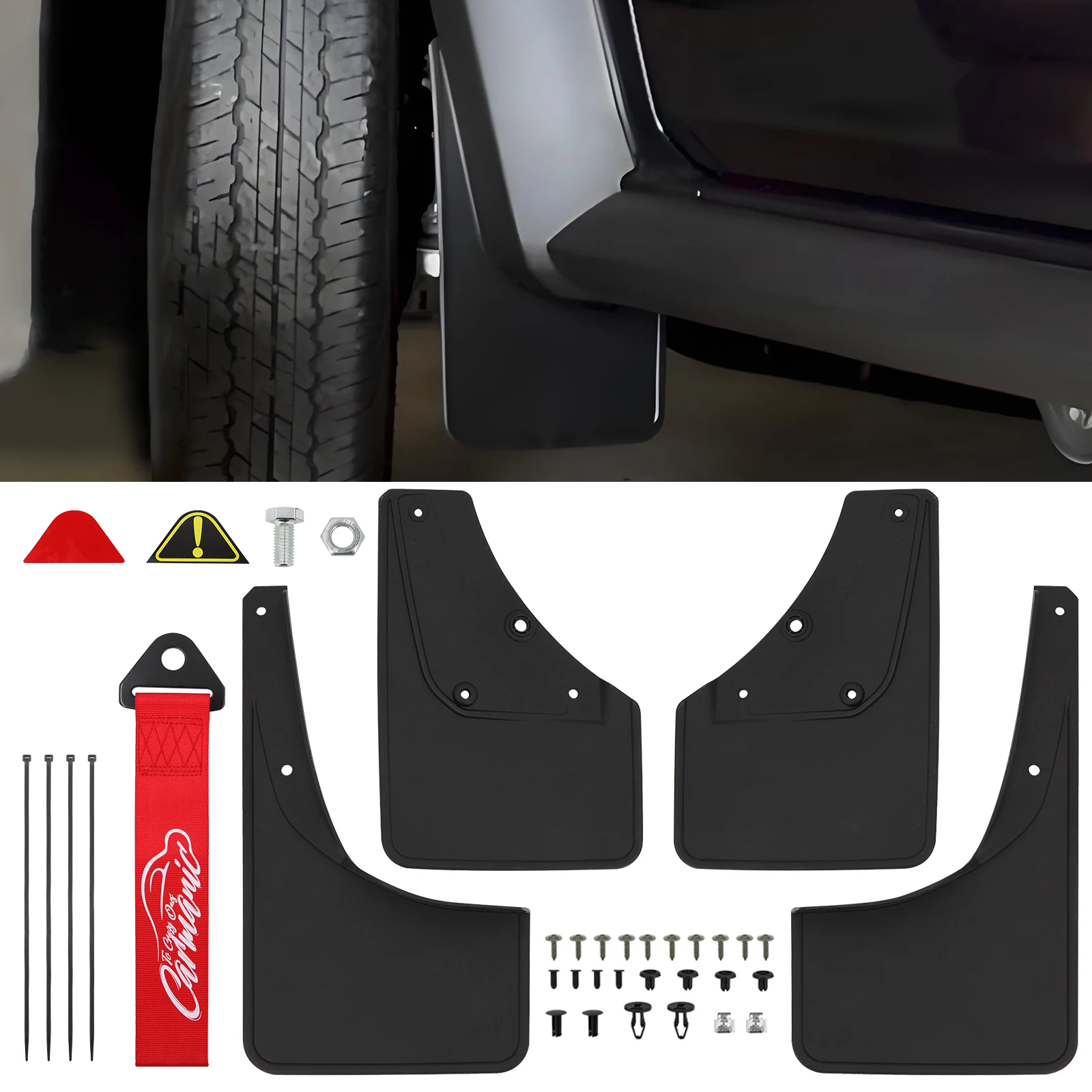 

For Suzuki Jimny Sierra JB64 JB74 2019 2020 2021 Mud Flaps With Tow Strap Splash Guard Mudguard Fender Front Rear Mudflaps JDM ﻿