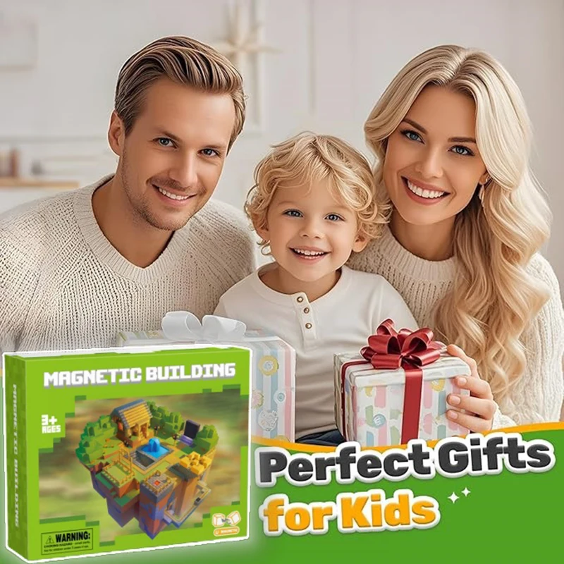 Conjuntos de bloques magnéticos de 100 Uds., juguetes de construcción para niños, modelo magnético de escena Rural/forest para niños y niñas, cubos sensoriales STEM Montessori, regalos