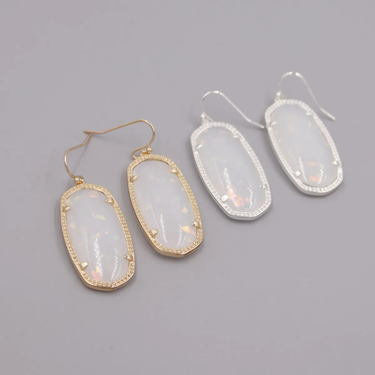 High Quality Double Sided Medium Oval Glitter AB Dangle Earring for Women