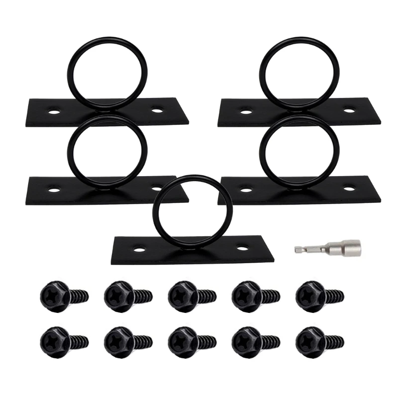 

5pcs/pack Black Wall Hook for Hanging Items Black Rings Rope Support Hook Large Capacity Hook for Multiple Spaces Dropship