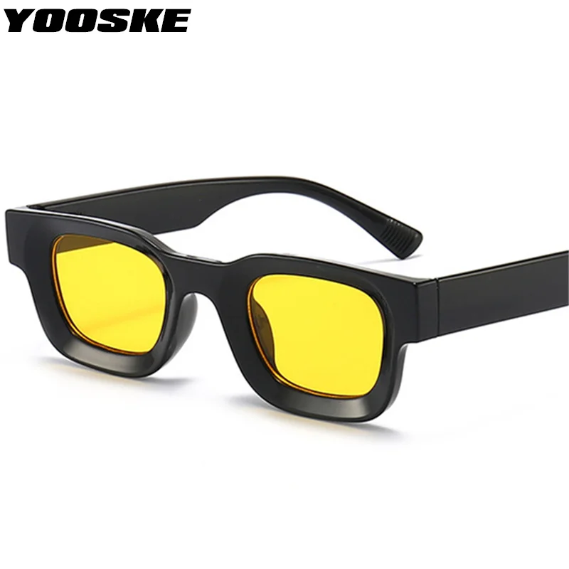 YOOSKE Small Frame Sunglasses Men Women Vintage Square Sun Glasses Brand Designer Concave Mirror Black Eyewear Shades UV400