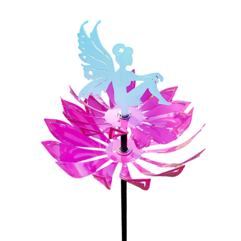 Fairy Wind Spinner for Garden Outdoor Ballet Dress Spin Sculptures & Statues Windmills with Metal Stake for Yard Garden 87HA