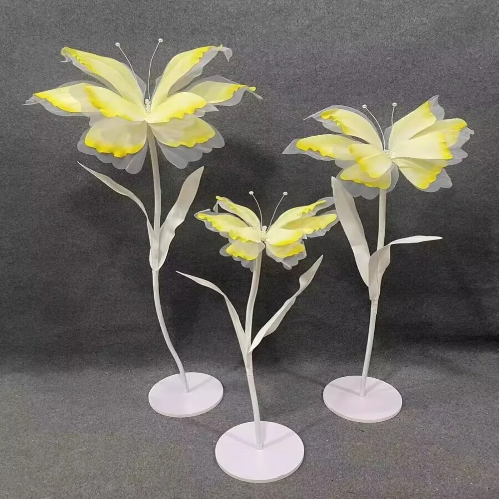 

New 3pcs Artificial Gauze Foam Flower Outdoor Wedding Decor Road Lead Flower Home Event Party Backdop Decor Window Layout