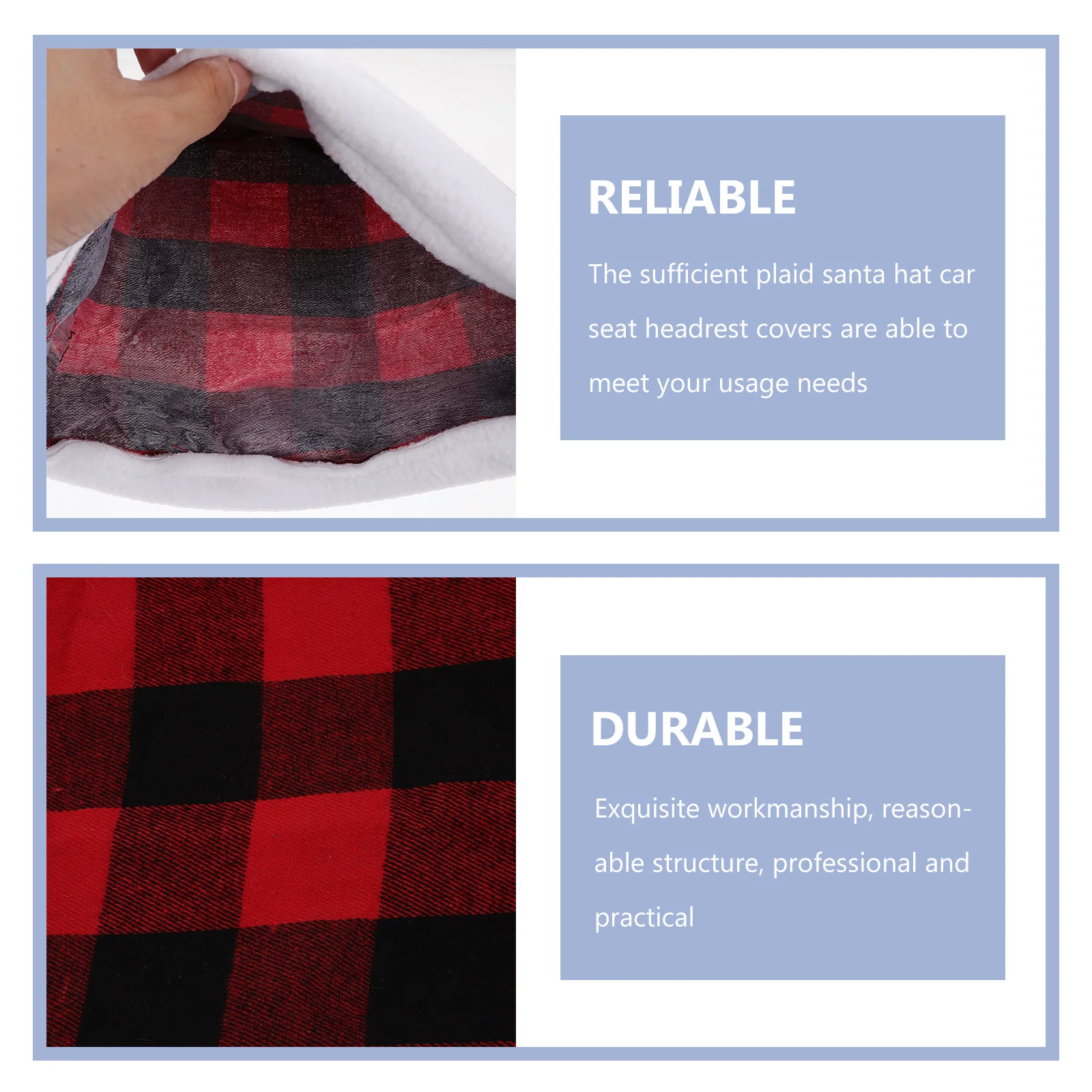 

2Pcs Santa Hat Car Seat Headrest Cover Flannel Christmas Decoration Unique Car Interior Festive Atmosphere Vehicle Supplies