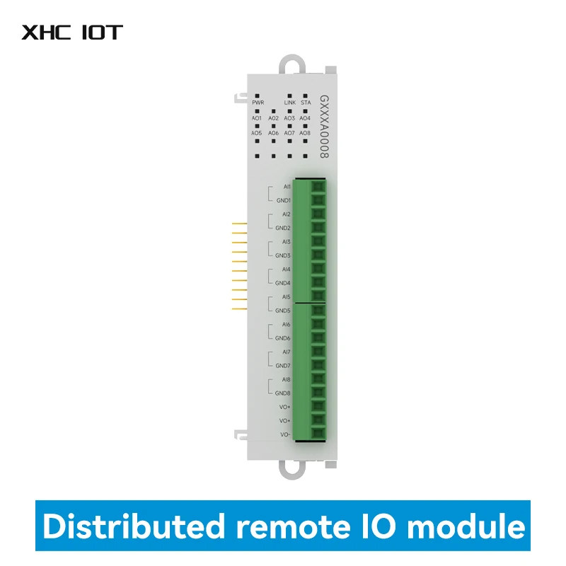 8AO Distributed Remote IO Module Expansion Module XHCIOT GXXXA0008 Modbus TCP/RTU LED Indicator Analog Switch Acquisition