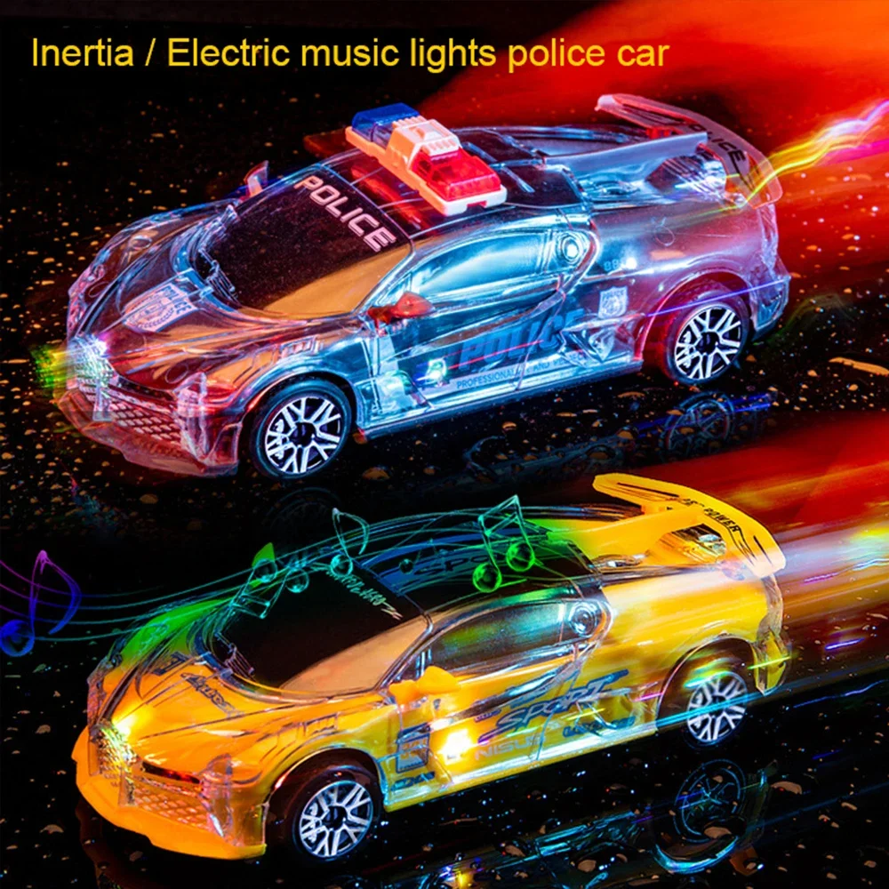 

Led Sound Electric Inertial Sports Car Universal Wheel Police car model Toy Car Glowing Toys for Children Christmas Toys Gift