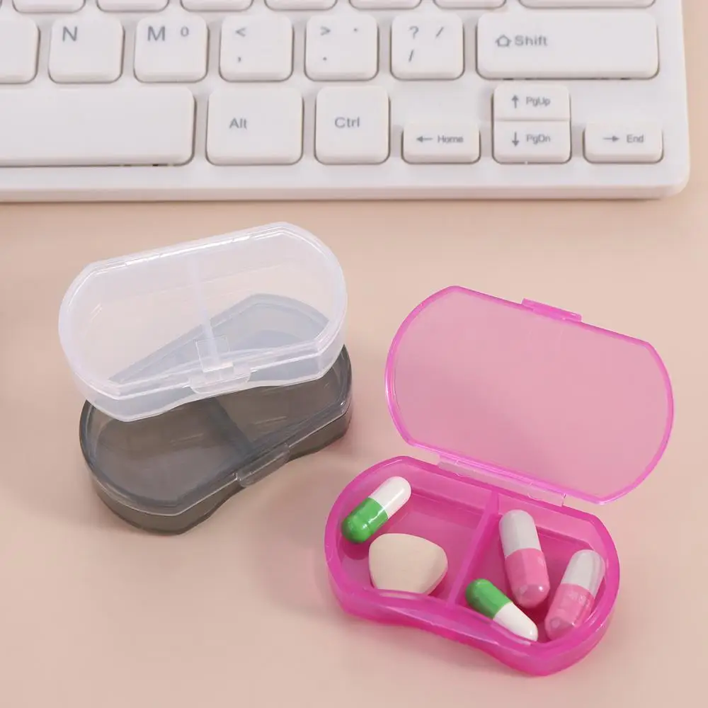 Easy to Carry Dust-proof 2-gird Pill Box Snap-on design Sealed Mini Medicine Box With Lid Safety Pill Packing Box Home