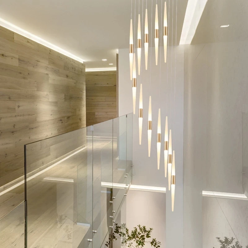 Led Pendant Lamps for Stairs Attic Living Room Bedroom Kitchen Staircase Ceiling Lighting Indoor Home Decoration Long Chandelier