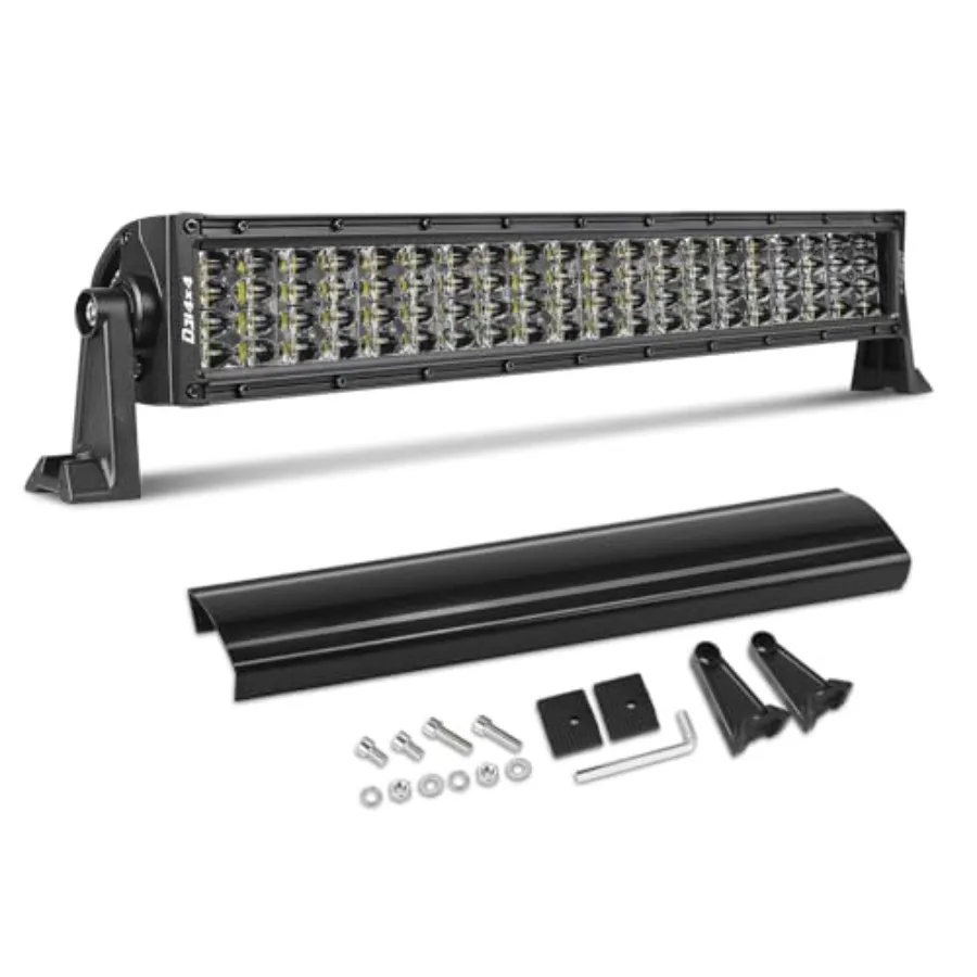 LED Light Bar, Quad Row 320W LED Drivg Light Spot Flood Combo Off Road Work Light Bumper Fog Lamps with Black Cover for Trucks