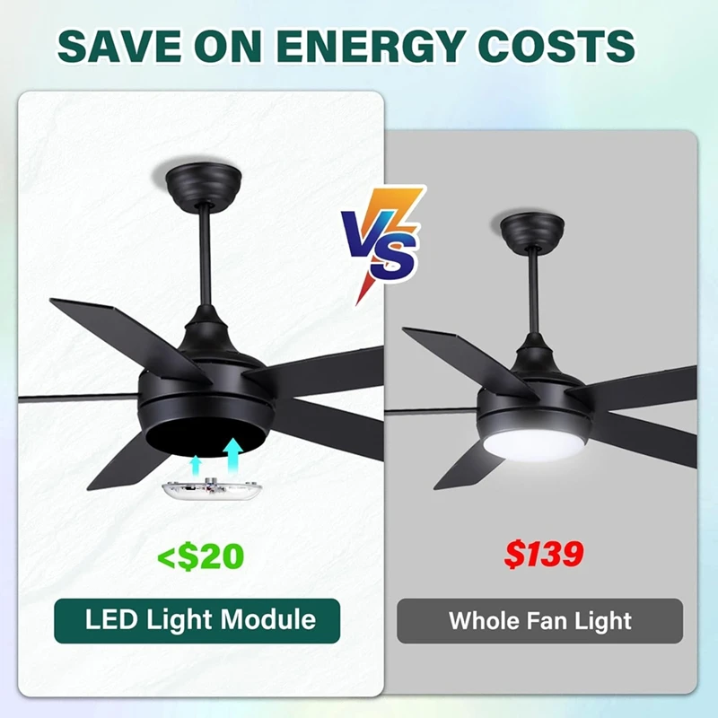 BAAG-3.93 بوصة LED مروحة السقف مجموعات الإضاءة لمروحة السقف عكس الضوء مروحة السقف مصباح ليد استبدال التحديثية عدة