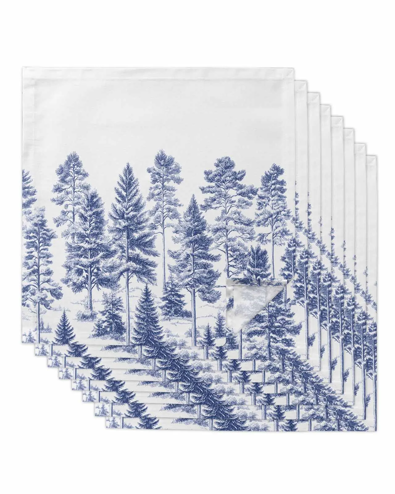 4pcsBranches Pine Trees Hand-Painted Square 50cm Table Napkin Wedding Decoration Table Cloth Kitchen