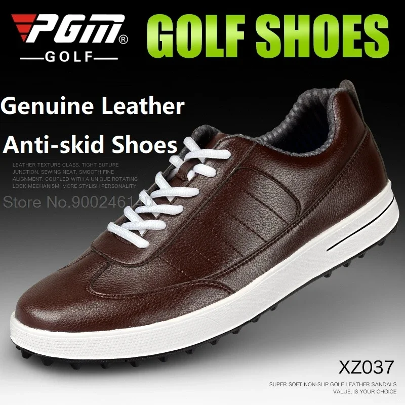 Chaussures de golf imperméables en cuir véritable pour hommes, chaussures de sport Pgm, pointes de rencontre de golf pour hommes, coordonnantes,