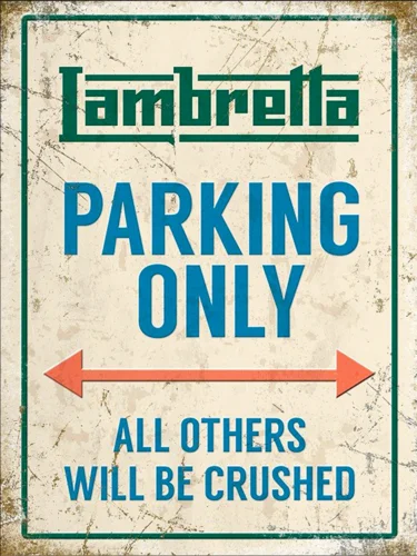 lambretta parking only  Metal Plaque Sign vintage retro Pub Bar Man Cave