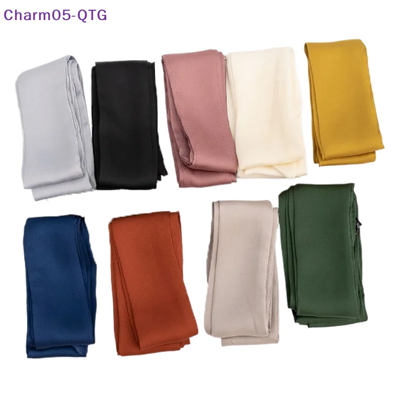 

Шелковый атласный узкий шарф-платок, однотонный, длинный, тонкий, для шеи, головы, волос, сумок, лента, повязка на голову, DIY, 5x200 см