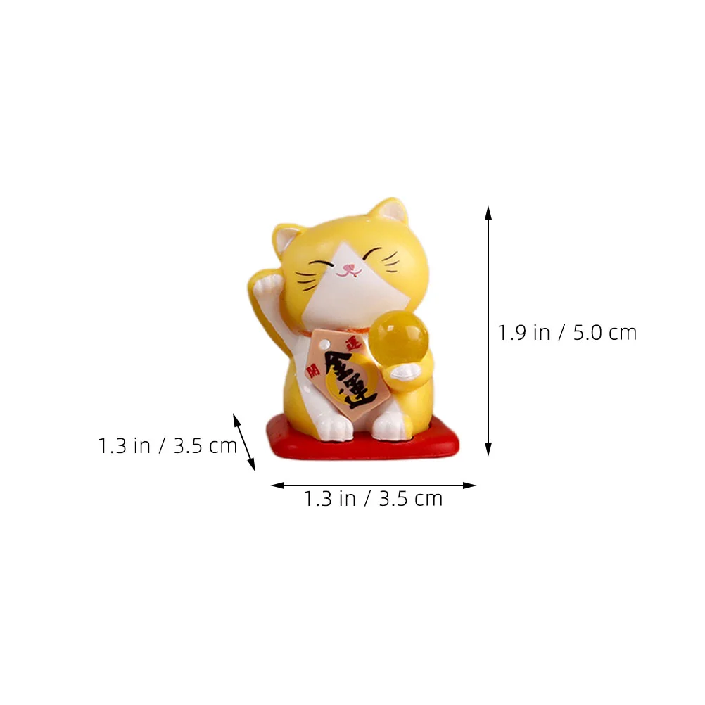 7 Pcs Decor Mini Lucky Cat Adorable Figurine The Ornament Animal Sculpture Fortune Miniatures