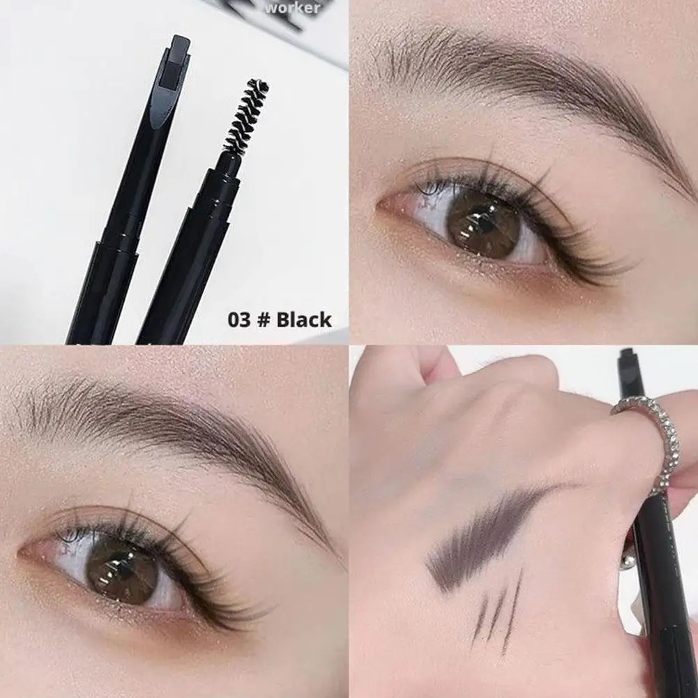 Lápiz de cejas de doble cabeza 2 en 1, lápiz de cejas Natural de larga duración, resistente al agua y al sudor, maquillaje de ojos cosmético para principiantes H2I1