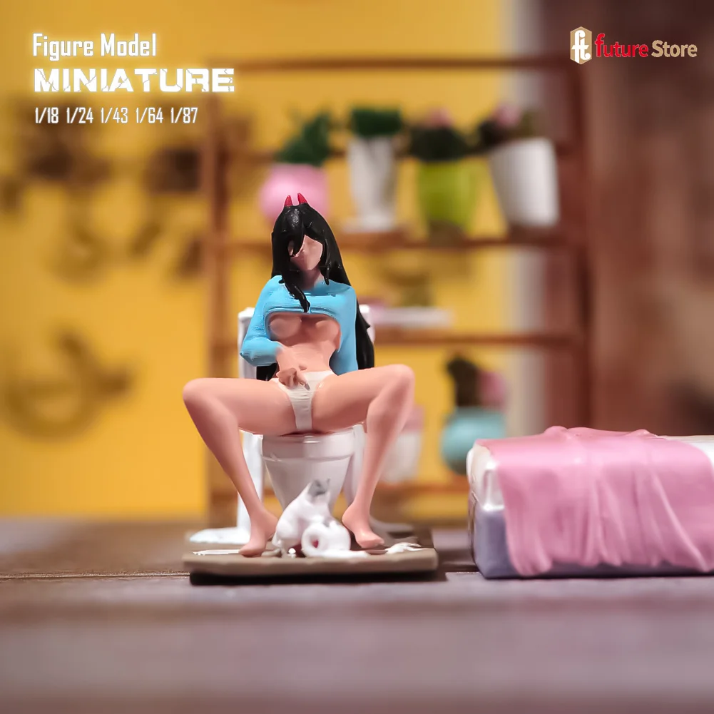 

In Stock 1/87 1/64 1/43 1/24 1/18 Anime Squatting Girl Toilet Scene Miniatures Model Figurine Mini Doll Creative Prop Decoration