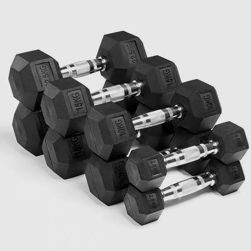 Halteres Hexagonais de Ferro Fundido para Academia, Conjunto Completo para Homens, Halteres Comerciais com Revestimento de Bo...