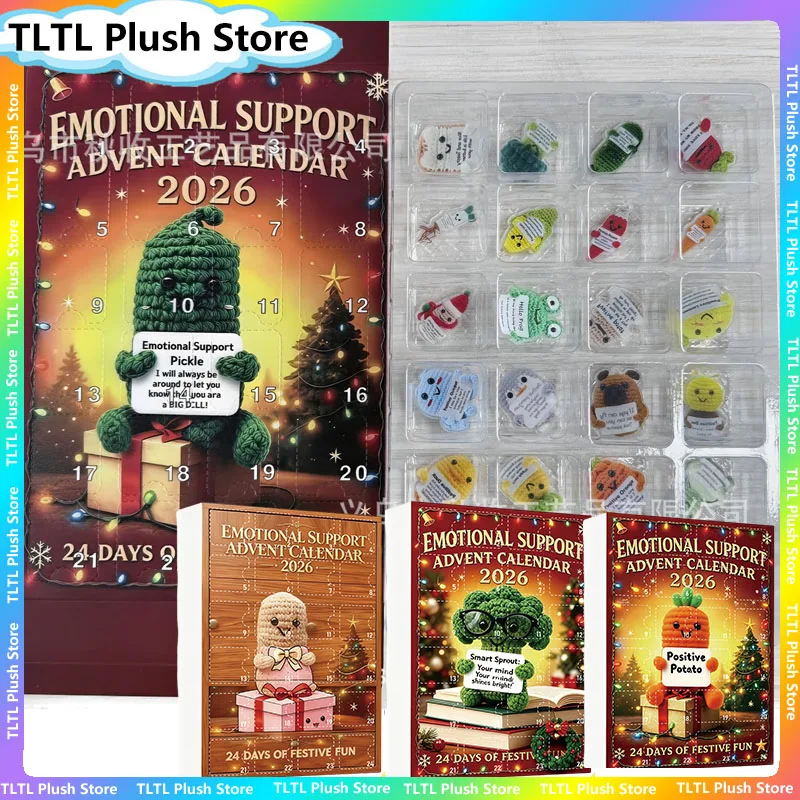 Emotional Support 2d Acrylic Advent Calendar 2026 Crochet Plush Hanging Ornaments 24 Days Christmas Countdown Festive Decor Gift