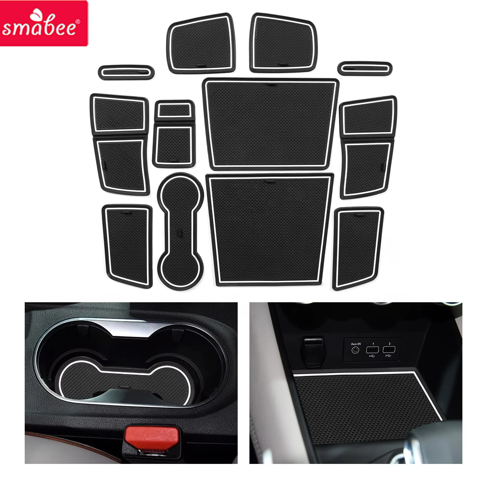 Image of Smabee für Renault Captur 2 (nur elektronische Feststellbremse) 2019-2023 Anti-Rutsch-Matten für Getränkehalter und Türrillen Zubehör