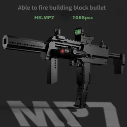 MOC Military Series Building Block Gun MP7 Can Fire Bullets Building Block Assembled Boys Like To Collect Gifts Children's Toys