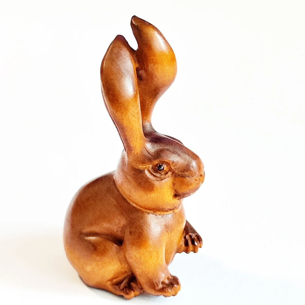 

Y8686 - 2 "резная вручную японская клюшка Netsuke-кролик с длинными ушами