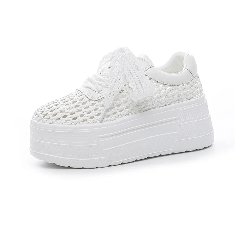 

7CM Women's Shoes Summer New Hollow Out Casual Shoes for Woman Comfort Lace Chunky Sneaker Fashion Designer Shoes Zapatos Mujer