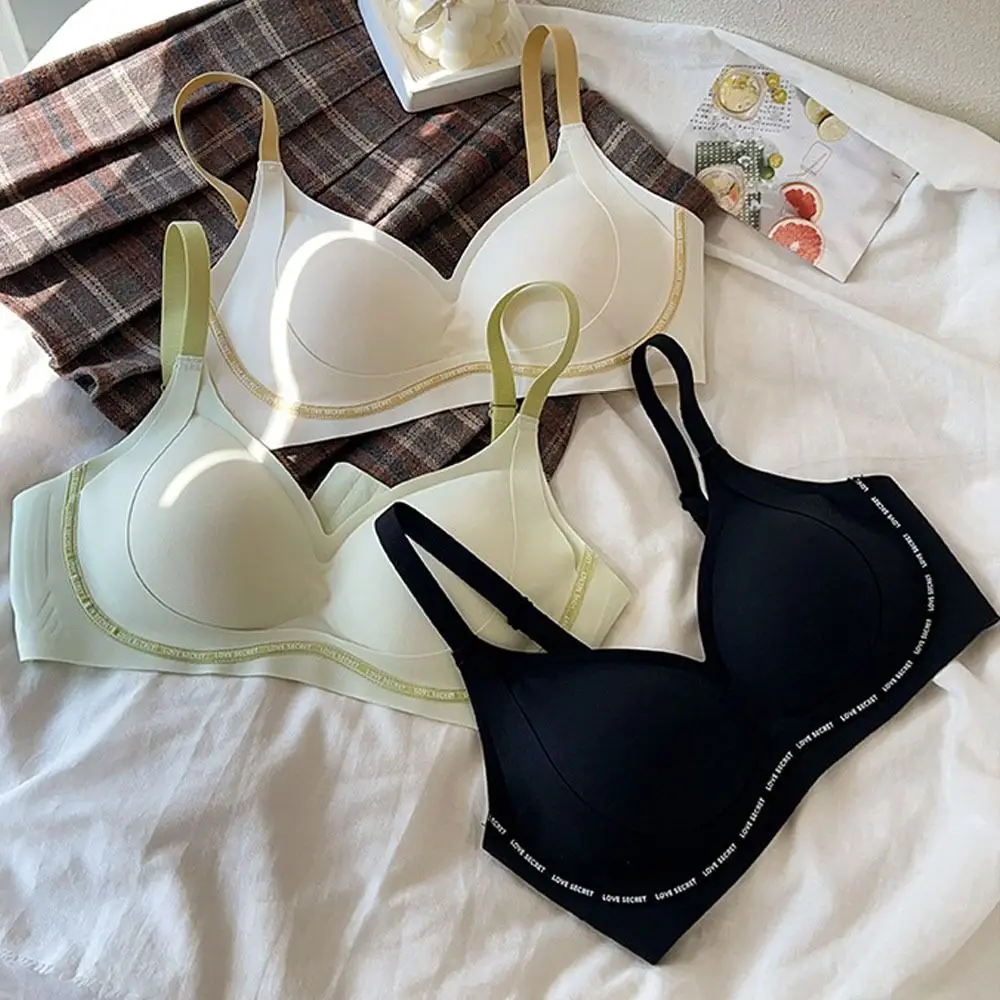 

Fashion Big Cup Wireless Deep V Bra Close-fitting Anti-sagging Push Up Underwear Lingerie Gathered Breasts Seamless Bra Running