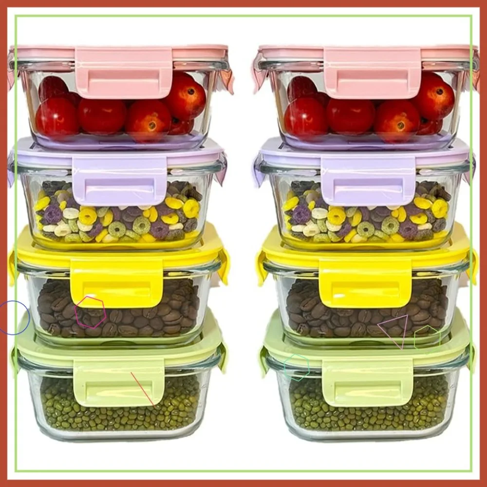 

16 Pcs 2Cup Square Glass Food Storage Containers with Lids, BPA-Free Leak-Proof Dishwasher Microwave Freezer Safe