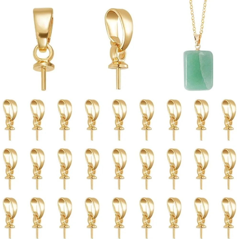 30 stücke Eye Pin Peg Bail 18 Karat vergoldeter Messing Cup Peg Bail Pin mit Bail Eye Pin Bails Golden Dangle Cap Bails Verschluss