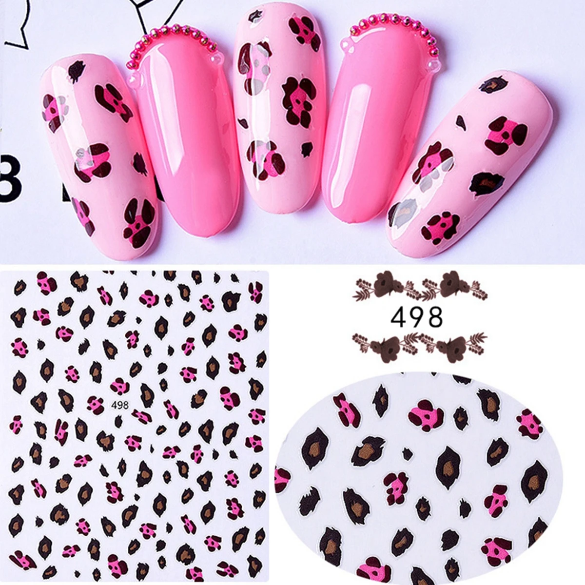 Women Nail Art Leopard Print 3D Stereo Decal New Leopard Print Wholesale Ladies Nail Art & Sticker